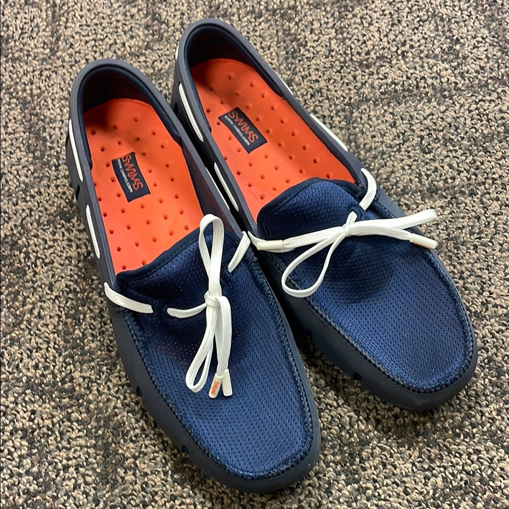 Swims Men's Blue and Orange Boat Shoes
